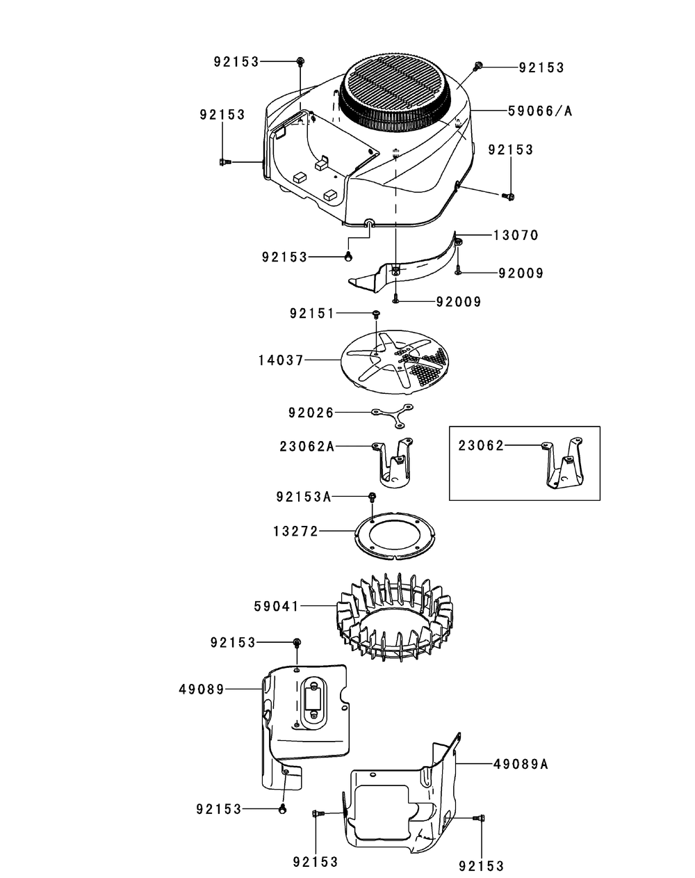 Kawasaki Fr730v-As05 Cooling Equipment Diagram and Parts List for Z-FORCES60 (17AI5GHD-17AI5GHD010)(2012) Cub Cadet Lawn Tractor